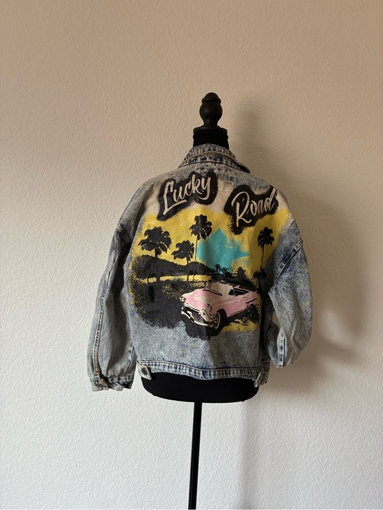 Ashley By 26 International Jackets & Blazers - Hot Rod Painted Acid Wash Denim Trucker Jacket Rockabilly Punk LA Scene